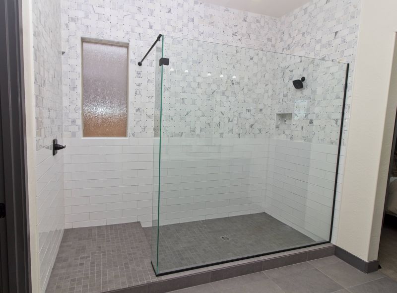 Open Shower with Partial Wall